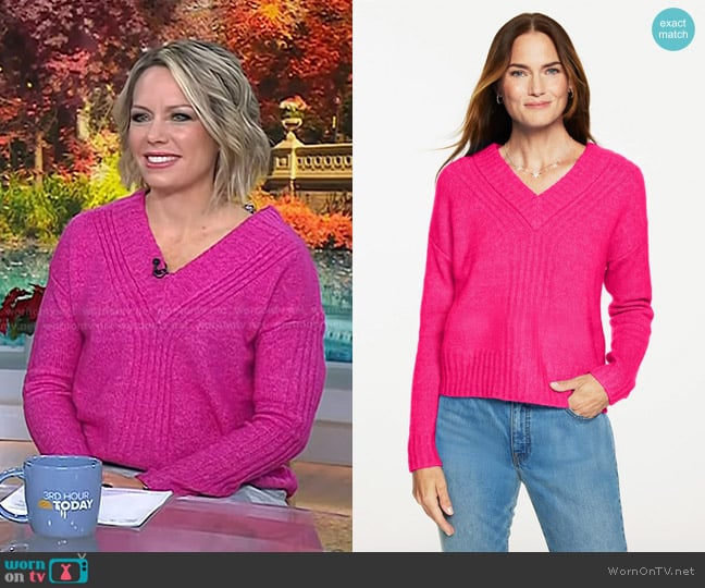 Talbots Wool Blend V-Neck Sweater in Very Berry worn by Dylan Dreyer on Today