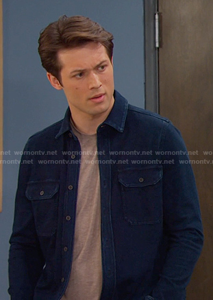 Tate’s navy button down shirt on Days of our Lives