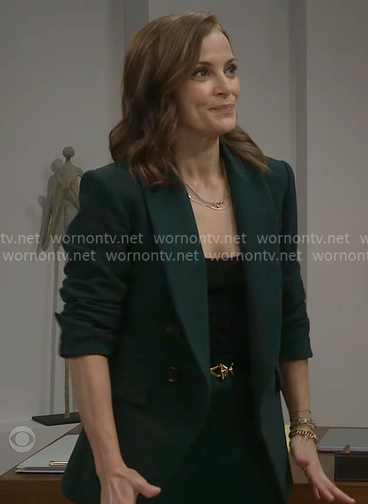 Taylor’s dark green blazer on The Bold and the Beautiful