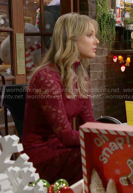 Tessa’s red lace dress on The Young and the Restless