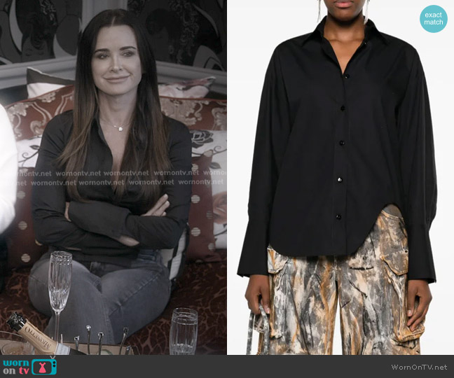 The Attico Eliza Logo-embroidered Cotton Shirt worn by Kyle Richards on The Real Housewives of Beverly Hills