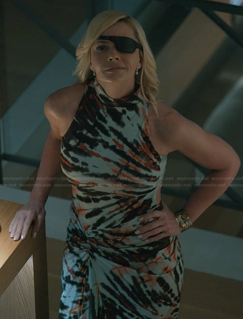 Tiff’s tie dye sleeveless dress on Elsbeth