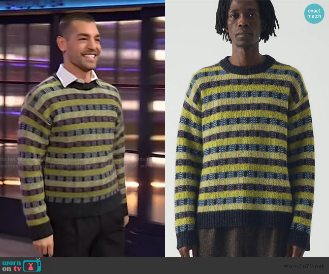 Toast Wool Blend Jacquard Sweater worn by Matt Rogers on The Kelly Clarkson Show