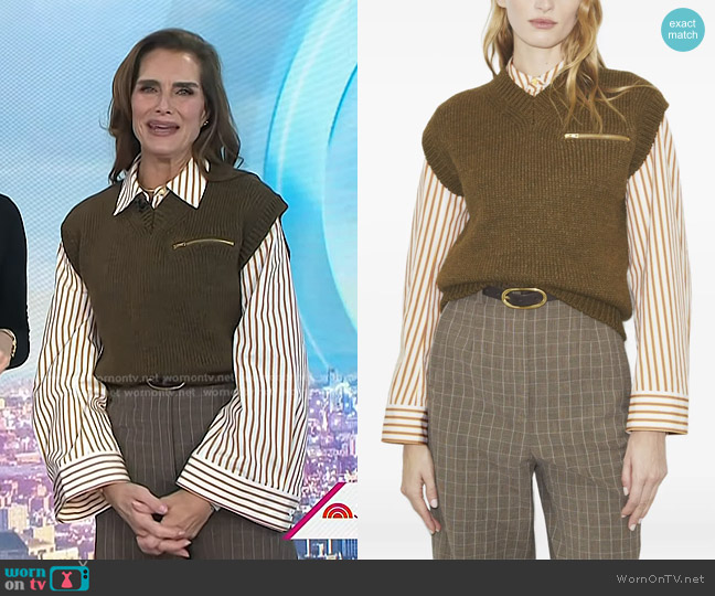 Tory Burch Striped Cotton Shirt worn by Brooke Shields on Today