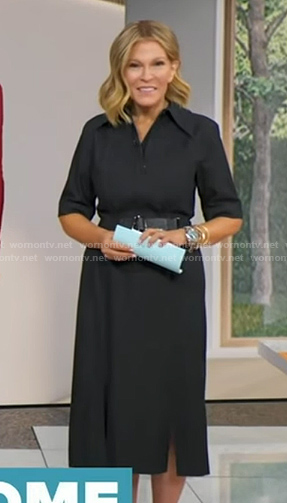 Tory’s black belted denim dress on Good Morning America