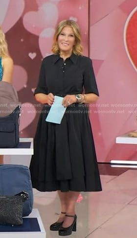 Tory’s black layered short sleeve dress on Good Morning America