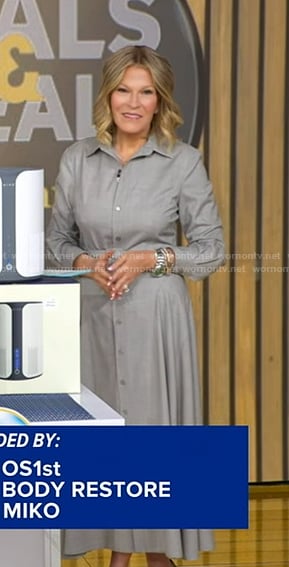 Tory’s grey belted shirtdress on Good Morning America