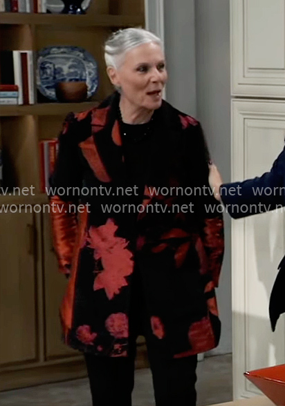 Tracy’s red and black floral jacket on General Hospital