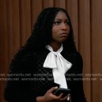Trina’s black pointelle knit dress on General Hospital