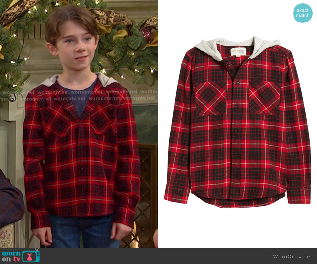 Tucker + Tate Kids' Hooded Flannel Shirt worn by Thomas DiMera (Cary Christopher) on Days of our Lives