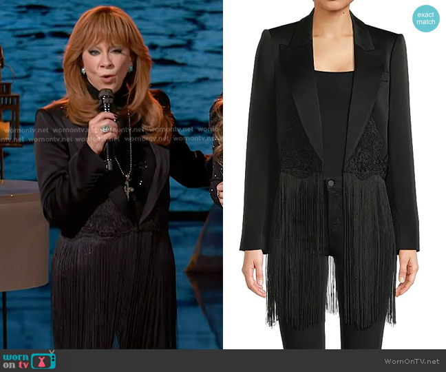 Ungaro Alma Fringe Blazer worn by Reba McEntire on The Voice