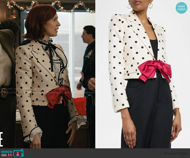 Valentino Garavani Polka-Dot Crop Blazer With Bow worn by Elsbeth Tascioni (Carrie Preston) on Elsbeth