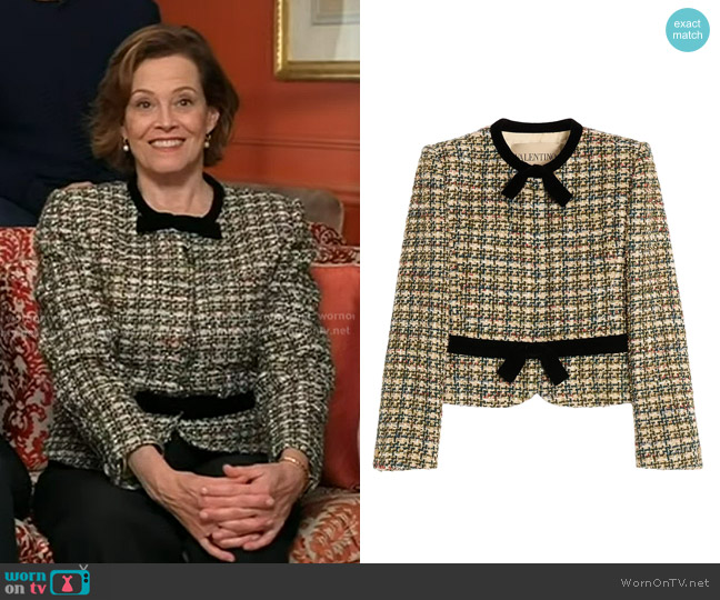 Valentino Garavani Tweed Jacket worn by Sigourney Weaver on Good Morning America