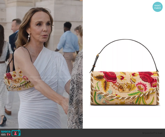 Valentino Garavani Vain Floral Beaded Shoulder Bag worn by Sylvie (Philippine Leroy-Beaulieu) on Emily in Paris