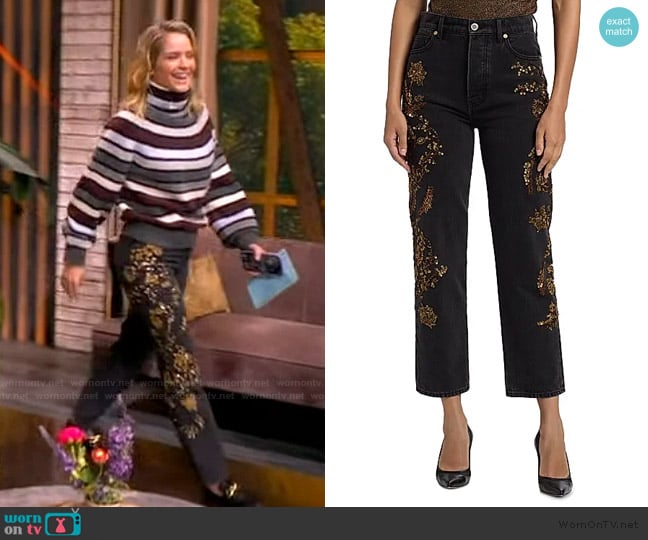 Veronica Beard Daniela Embellished Straight-Leg Jean worn by Sara Haines on The View