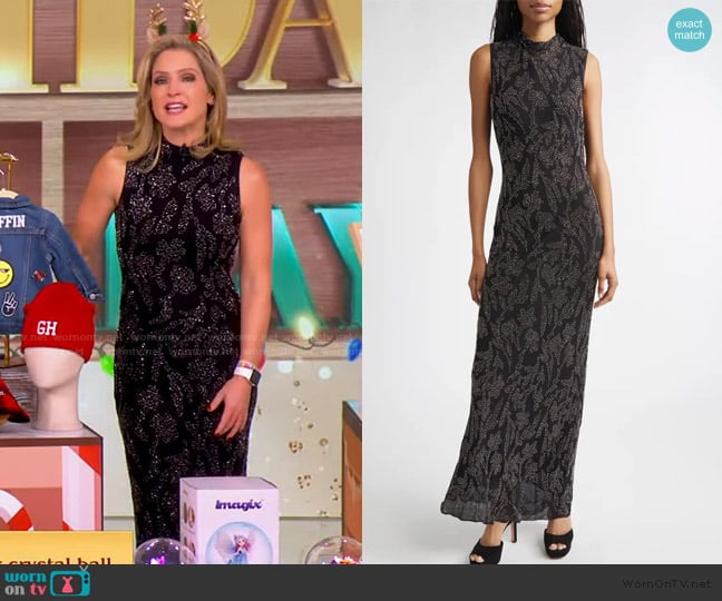 Veronica Beard Sylven Beaded Mock Neck Maxi Dress worn by Sara Haines on The View