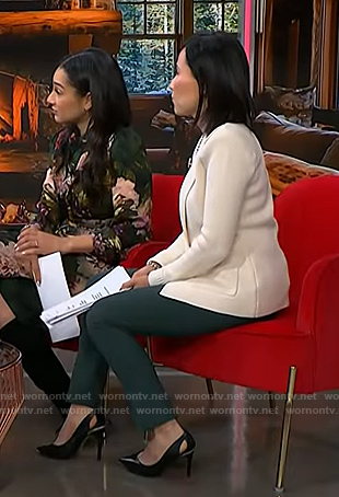Vicky’s black cutout heel pumps on NBC News Daily