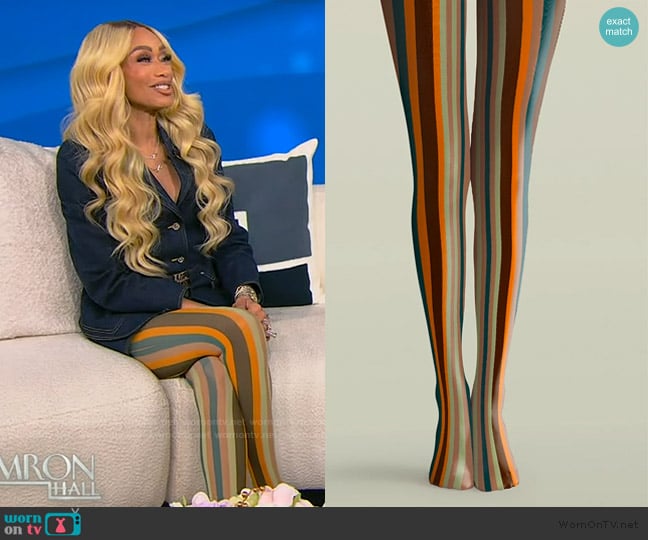 Viken Plan Rock of Rhythm Striped Tights Hosiery Pantyhose worn by Tami Roman on Tamron Hall Show