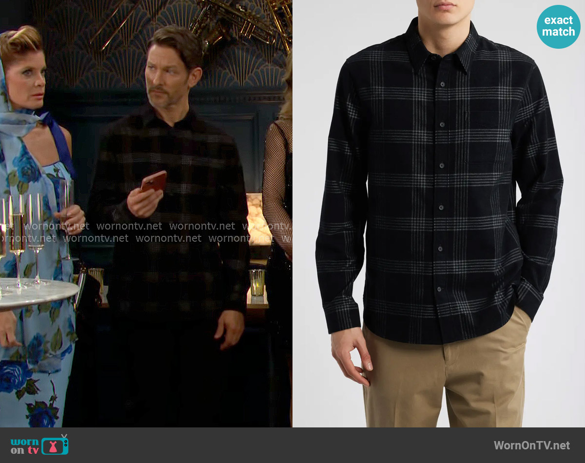 Vince Plaid Corduroy Button-Up Shirt worn by Daniel Romalotti (Michael Graziadei) on The Young and the Restless