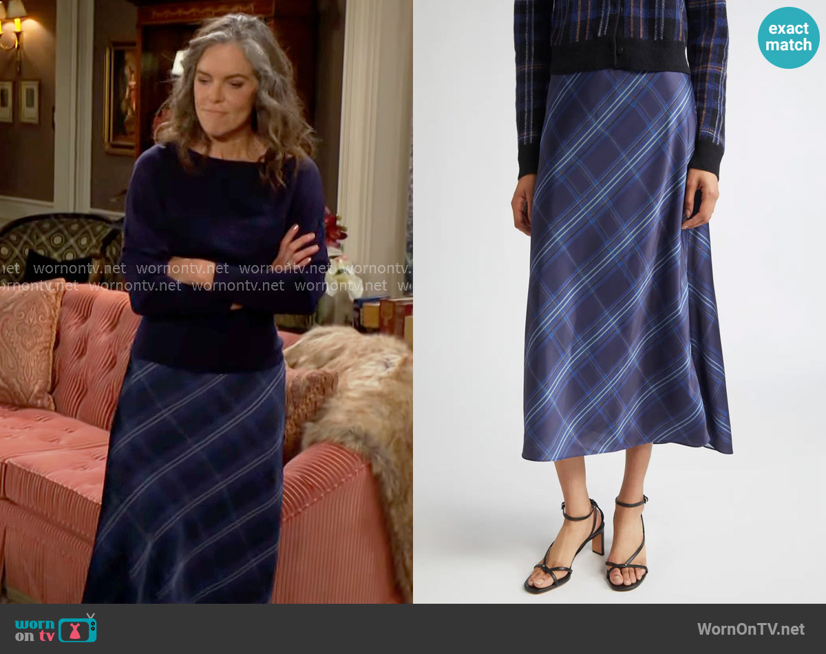 Vince Plaid Satin Slipskirt worn by Diane Jenkins (Susan Walters) on The Young and the Restless