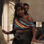 Viv’s rainbow stripe satin top on Bel-Air