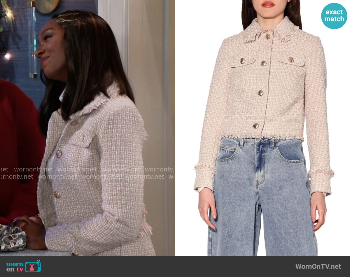 Walter Baker Declan Jacket in Baja Tweed worn by Laura Peterson (Destiny Love) on Beyond the Gates