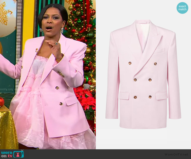 Wardrobe NYC Double-breasted virgin wool blazer worn by Tamron Hall on Tamron Hall Show