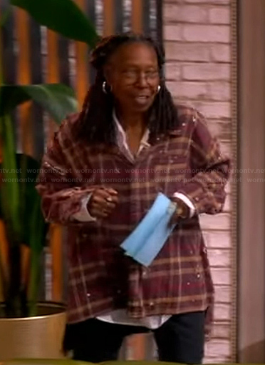 Whoopi’s red plaid splatter shirt on The View