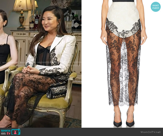 Wiederhoeft Wasp Skirt with Lace Applique worn by Ashley Park on Today