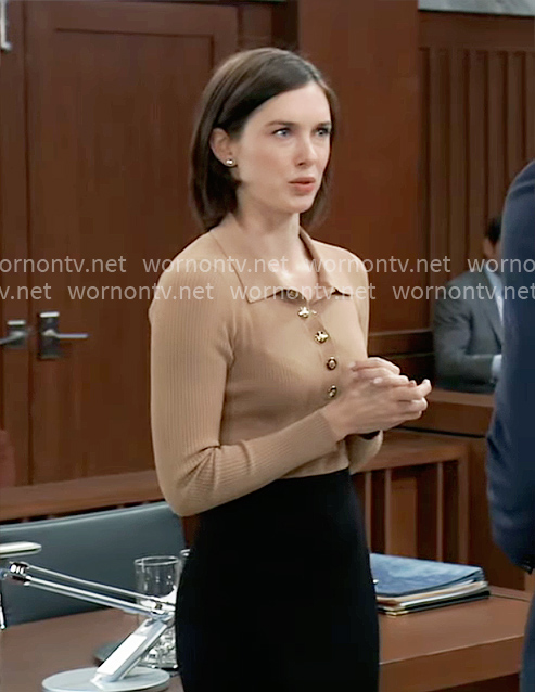 Willow’s camel and black dress on General Hospital