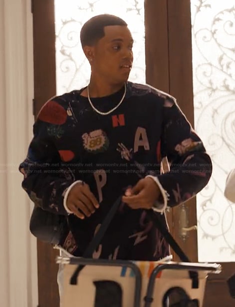 Will’s black printed sweater on Bel-Air
