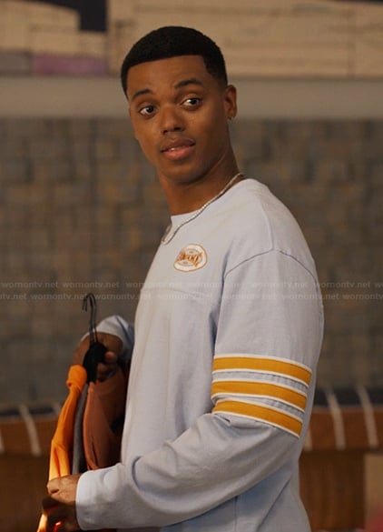 Will’s blue sleeve stripe sweatshirt on Bel-Air