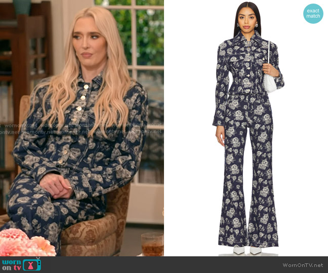 Yuhan Wang Rose Slim Fit Jacket in Navy worn by Erika Jayne on The Real Housewives of Beverly Hills