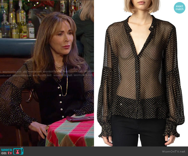 Zadig & Voltaire Tandy Mousseline Sparkle Blouse worn by Kate Roberts (Lauren Koslow) on Days of our Lives