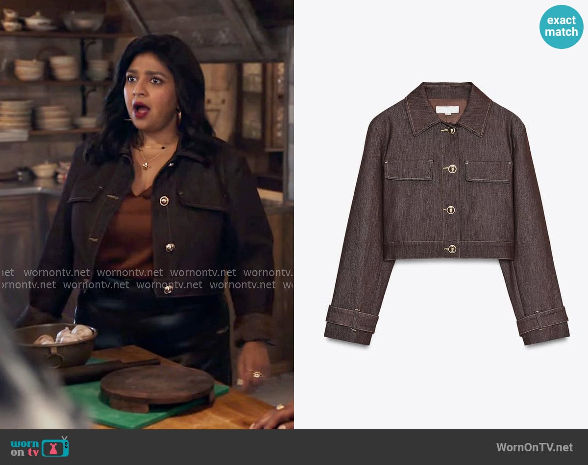 Zara Contrast Stitching Short Jacket worn by Bela (Punam Patel) on Ghosts