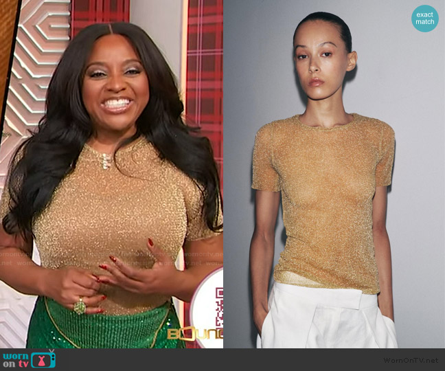 Zara Metallic Short Sleeve T-Shirt worn by Sherri Shepherd on Sherri