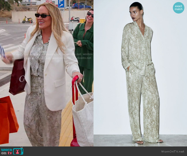 Zara Snake Print Button Down Shirt worn by Heather Gay on The Real Housewives of Salt Lake City