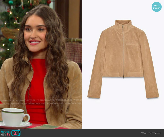 Zara Suede Leather Jacket worn by Arianna Horton (Marissa Reyes) on Days of our Lives