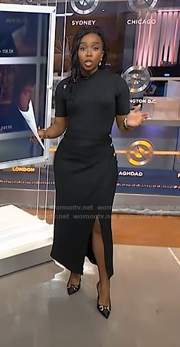 Zinhle’s black horsebit slingback pumps on NBC News Daily