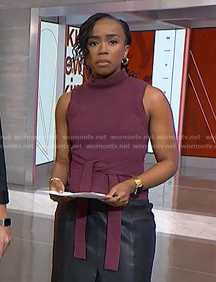 Zinhle’s purple tie front turtleneck on NBC News Daily
