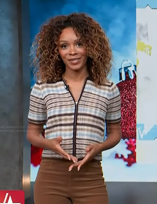 Zuri’s striped polo sweater on Access Hollywood