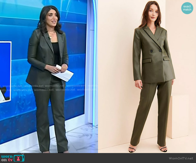 4th & Reckless Teresa Vegan Leather Blazer in Green worn by Liz Kreutz on Today