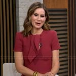 Rebecca's burgundy tie neck top and pencil skirt on Good Morning America