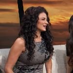 Golnesa’s floral embellished check mini dress on Access Hollywood
