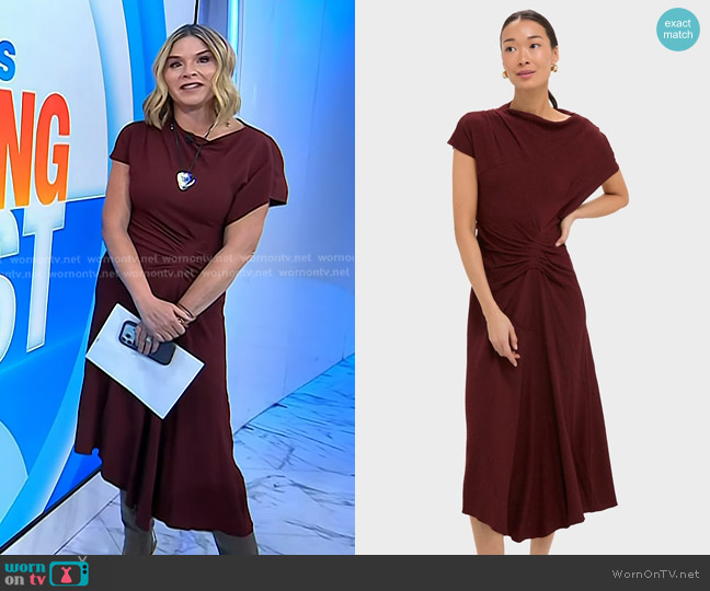A.L.C Dena Midi Dress in Black Cherry worn by Jenna Bush Hager on Today