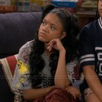 Aaliyah’s printed top and pants on The Upshaws