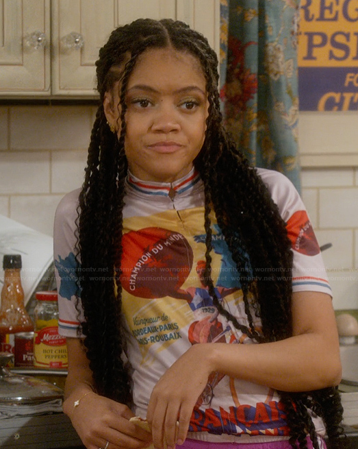 Aaliyah’s cycling jersey top on The Upshaws