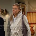 Abby’s white wrap coat on The Young and the Restless