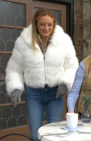 Abby’s white fur jacket on The Young and the Restless