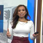 Adelle’s red belted leather skirt on Today